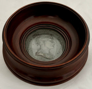 Napoleon & Josephine, Early 19th Century Pair of Framed & Glazed Mahogany Roundels Enclosing Portrait Profile Medallions.