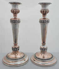 Georgian, Pair of Old Sheffield Plate Crested Candlesticks, circa 1820.
