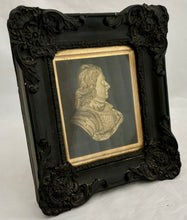 Oliver Cromwell, Lord Protector, Gilt Metal Bust in Armour Within an Ornate Black Frame.