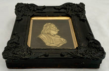 Oliver Cromwell, Lord Protector, Gilt Metal Bust in Armour Within an Ornate Black Frame.