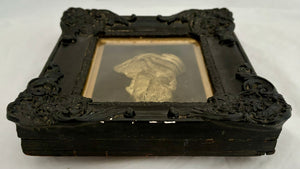 Oliver Cromwell, Lord Protector, Gilt Metal Bust in Armour Within an Ornate Black Frame.