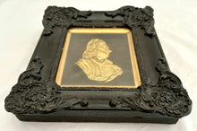 Oliver Cromwell, Lord Protector, Gilt Metal Bust in Armour Within an Ornate Black Frame.