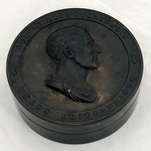 Duke of Wellington Shellac Snuff Box, Laureate and Draped Bust Right, after P. Wyon.