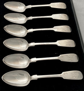 Six Early Victorian Silver Teaspoons. Newcastle 1838 Thomas Wheatley. 2.7 troy ounces.