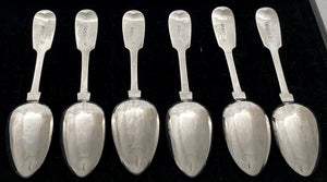 Six Early Victorian Silver Teaspoons. Newcastle 1838 Thomas Wheatley. 2.7 troy ounces.