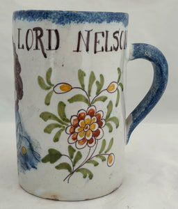 Lord Nelson Centenary Continental Tin Glaze (Faience/Delft) Portrait Tankard, circa 1905.