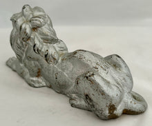 19th Century Silvered Cast Iron Recumbent Lion.