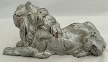 19th Century Silvered Cast Iron Recumbent Lion.