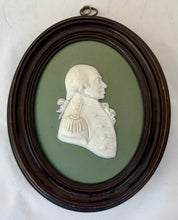 Admiral Lord Richard Howe, 1st Earl Howe, Wedgwood Green Jasperware Portrait Profile Plaque.