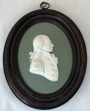 Admiral Lord Richard Howe, 1st Earl Howe, Wedgwood Green Jasperware Portrait Profile Plaque.