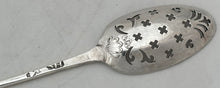 George II Silver Shell Back Mote Spoon. London Circa 1748, Samuel Holmes.