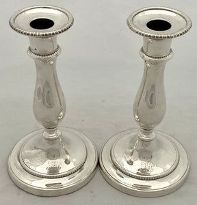 Georgian, George IV, Pair of Silver Candlesticks. Sheffield 1826 Smith, Tate & Co.