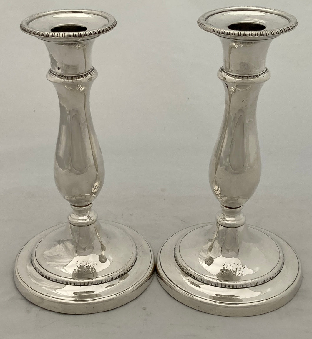 Georgian, George IV, Pair of Silver Candlesticks. Sheffield 1826 Smith, Tate & Co.