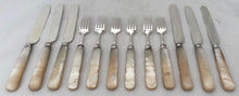 George IV Silver and Carved Mother of Pearl Dessert Knives & Forks for Twelve. Sheffield 1824 - 29, Aaron Hadfield.