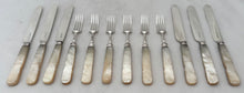 George IV Silver and Carved Mother of Pearl Dessert Knives & Forks for Twelve. Sheffield 1824 - 29, Aaron Hadfield.