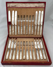 George IV Silver and Carved Mother of Pearl Dessert Knives & Forks for Twelve. Sheffield 1824 - 29, Aaron Hadfield.