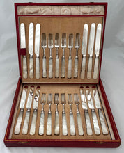 George IV Silver and Carved Mother of Pearl Dessert Knives & Forks for Twelve. Sheffield 1824 - 29, Aaron Hadfield.