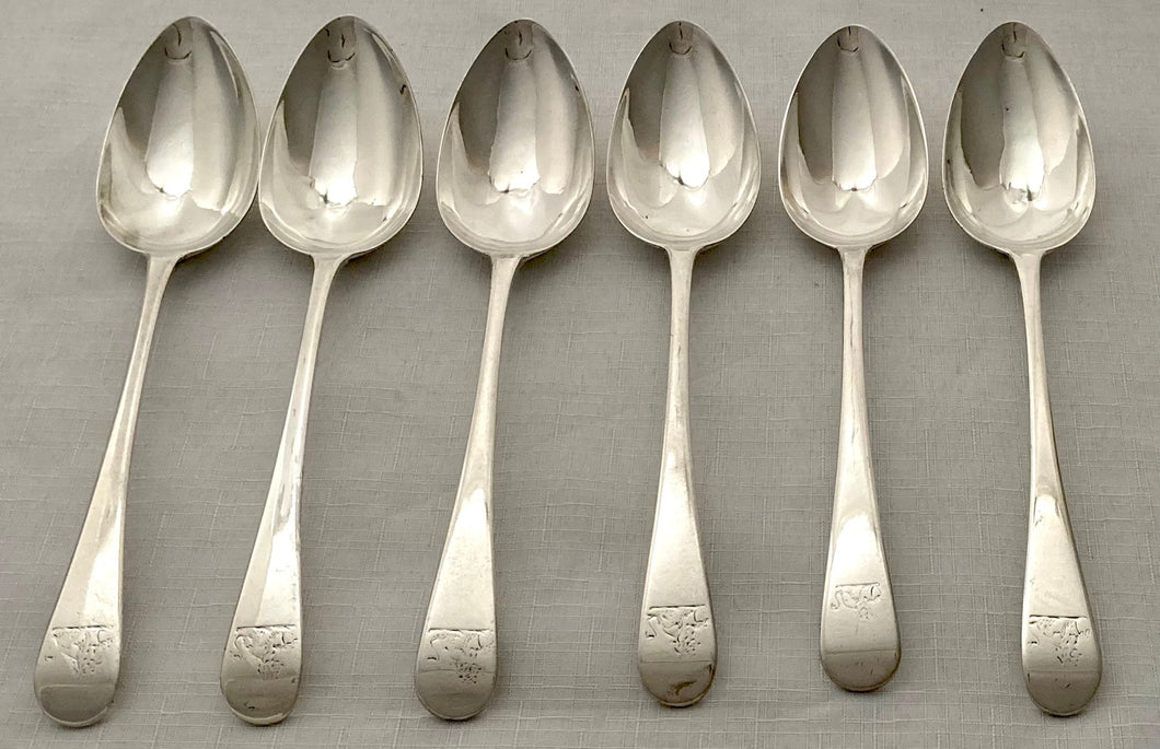 Georgian, George III, Six Silver Tablespoons. London 1795/96 Richard Crossley. 12.6 troy ounces.