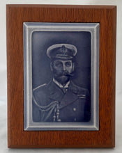 HRH Prince of Wales, Later George V, Portrait Tile in Naval Uniform. Circa 1901 - 1910.