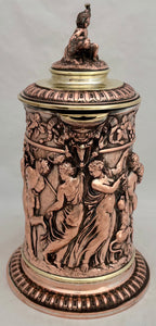 Victorian Neoclassical Bacchanalian Electrotype Copper & Brass Beer Jug, circa 1870.
