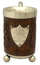 Surma Valley Light Horse, British Indian Army, Wood and Silver Plated Mug, circa 1899.