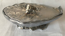 French Silver Plated Oyster Shell Mignonette Sauce Dish & Cover. Signed M. Gouaille.