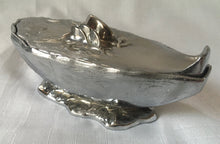 French Silver Plated Oyster Shell Mignonette Sauce Dish & Cover. Signed M. Gouaille.