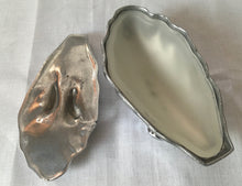 French Silver Plated Oyster Shell Mignonette Sauce Dish & Cover. Signed M. Gouaille.