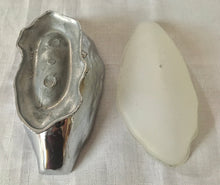 French Silver Plated Oyster Shell Mignonette Sauce Dish & Cover. Signed M. Gouaille.