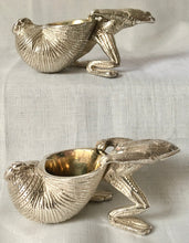Pair of Silver Plated Frog & Snail Shell Gilt Lined Salts.