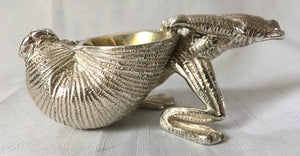 Pair of Silver Plated Frog & Snail Shell Gilt Lined Salts.