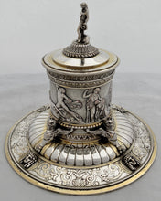 Victorian Neoclassical Silver Plated Inkwell. Elkington, Mason & Co. Circa 1860.