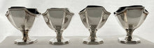 Georgian, George III, Four Octagonal Crested Pedestal Silver Salts. London 1792 Michael Plummer. 11 troy ounces.