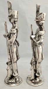 Large Pair of Silver Plated Models of British Soldiers in Early Nineteenth Century Uniform.