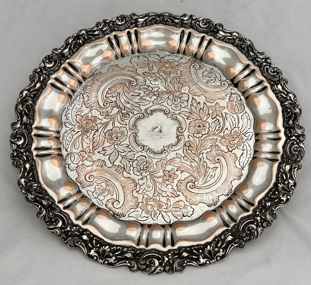 Victorian Silver Plate on Copper Crested Salver, circa 1850 - 1860.