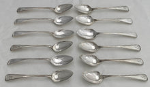 Georgian, George III, Twelve Provincial Thread Pattern Silver Teaspoons. Hampston, Prince & Cattles, York. Circa 1800. 7.3 troy ounces.