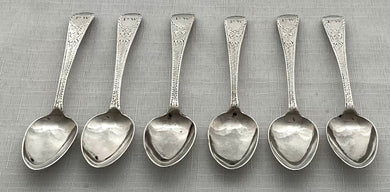 Georgian, George III, Six Silver Teaspoons. London 1796 Solomon Hougham. 2.2 troy ounces.