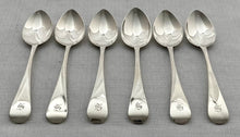 Georgian, George IV, Six Silver Teaspoons. York 1828 Barber, Cattle & North. 3.7 troy ounces.