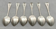 Georgian, George IV, Six Silver Teaspoons. York 1828 Barber, Cattle & North. 3.7 troy ounces.