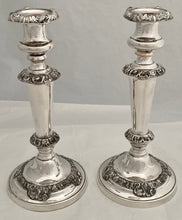 Early Victorian Pair of Old Sheffield Plate Candlesticks, circa 1840 - 1850.