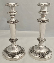 Early Victorian Pair of Old Sheffield Plate Candlesticks, circa 1840 - 1850.