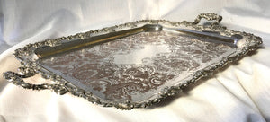 Early Victorian Silver Plate on Copper Serving Tray.