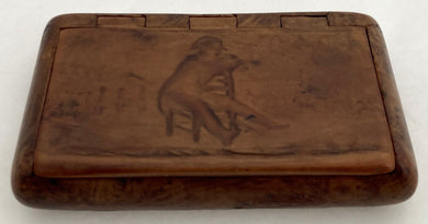 An Early 19th Century Napoleon Bonaparte Burr Wood Snuff Box with Tortoiseshell Interior.