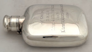 Northern Bengal Mounted Rifles, British Indian Army, Silver Hip Flask. Cooke & Kelvey, Calcutta, circa 1889. 6 troy ounces.