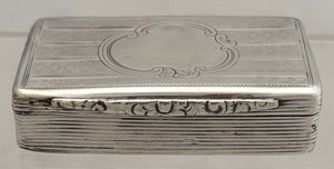 Early Victorian Silver Snuff Box. Birmingham 1841 Neustadt & Barnett. 2 troy ounces.