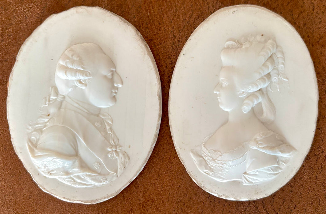Louis XVI & Marie Antoinette White Paste Portrait Relief Plaques, After James Tassie.