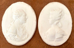 Louis XVI & Marie Antoinette White Paste Portrait Relief Plaques, After James Tassie.