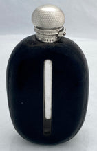 Victorian Silver & Leather Glass Hip Flask. London 1877 George Brace.
