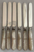 William IV Silver & Carved Mother of Pearl Dessert Knives and Forks for Six. Sheffield 1836 Atkin & Oxley.