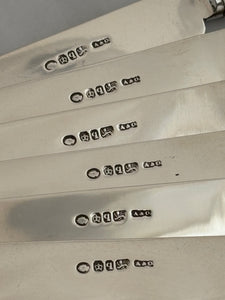 William IV Silver & Carved Mother of Pearl Dessert Knives and Forks for Six. Sheffield 1836 Atkin & Oxley.